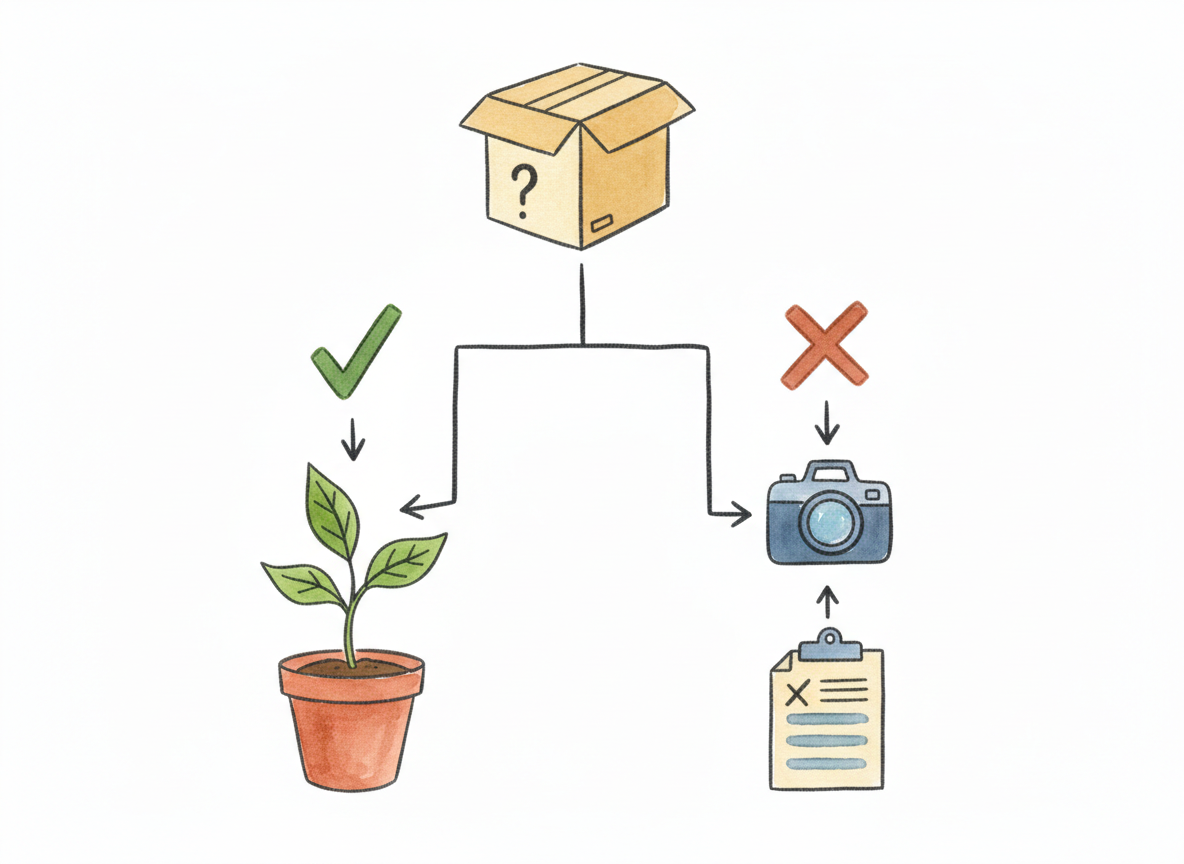 Illustration : colis OK ou signalement incident
